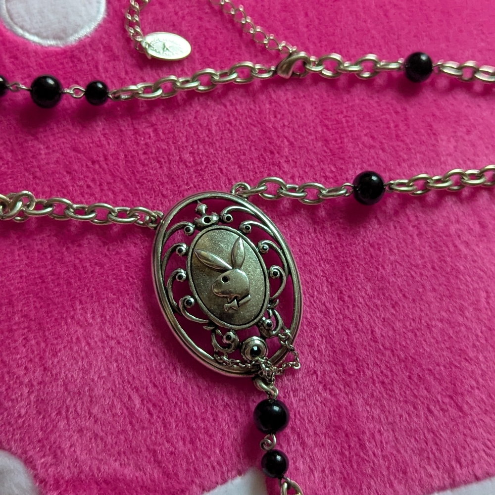 Playboy Bunny Silver and Black Pendant Necklace